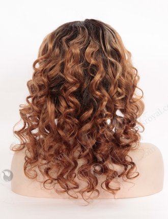 Dark Roots Brown Hair with Blonde Highlights Curly Wig WR-LW-082