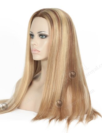 In Stock European Virgin Hair 20" Straight T9/22# with 9# Highlights Silk Top Glueless Wig GL-08049