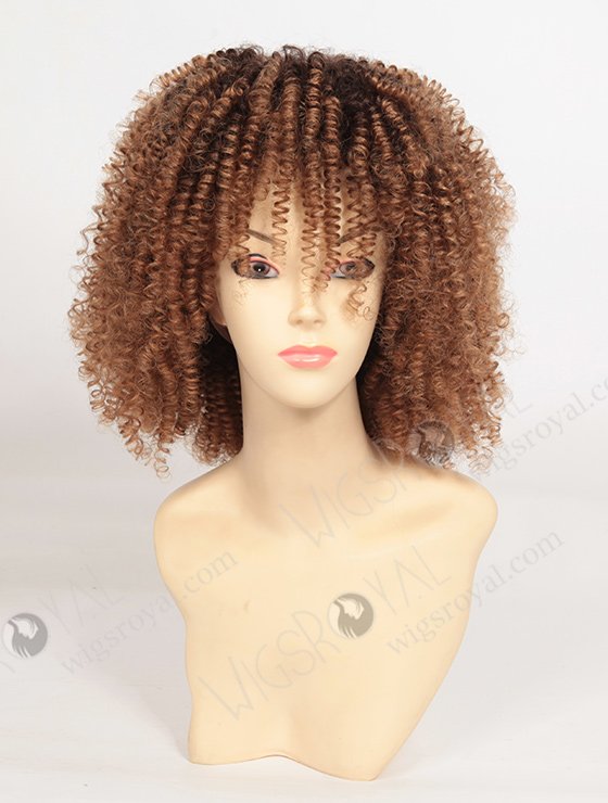Dark Roots Human Hair Brown Curly Wig WR-LW-079-3004