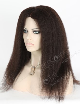In Stock Indian Virgin Hair 16" Kinky Straight Natural Color Full Lace Glueless Wig GL-02005