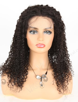 In Stock Brazilian Virgin Hair 20" Tight Curly Natural Color Lace Closure Wig CW-04002