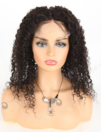 In Stock Brazilian Virgin Hair 18" Tight Curly Natural Color Lace Closure Wig CW-04001