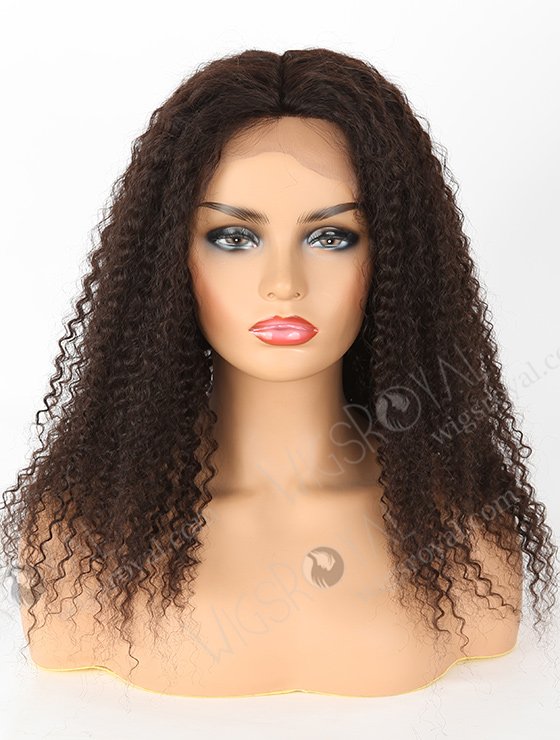 In Stock Indian Remy Hair 18" Kinky Curl Natural Color Silk Top Full Lace Wig STW-078-3795