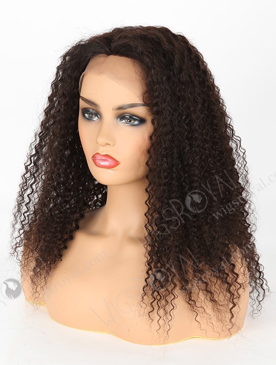 In Stock Indian Remy Hair 18" Kinky Curl Natural Color Silk Top Full Lace Wig STW-078-3796