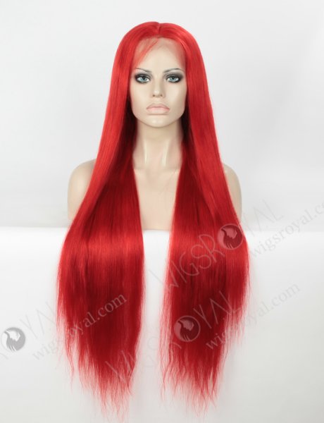 Silky Straight Long Red Color European Virgin Hair Wigs WR-LW-102