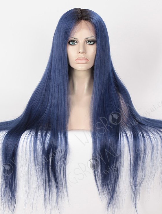 Silky Straight Long Ombre Color 1B#/Blue European Virgin Hair Wigs WR-LW-101-4108
