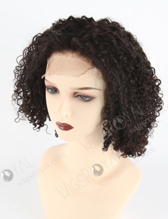 In Stock Indian Remy Hair 12" All One Length Tight Pissy Natural Color 4"×4" Lace Closure Wig CW-01028