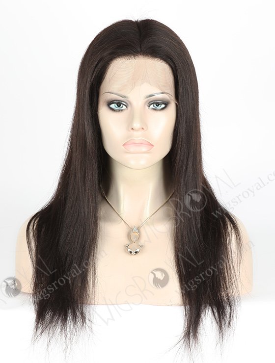 In Stock Indian Remy Hair 18" Light Yaki Natural Color Silk Top Full Lace Wig STW-031-3812