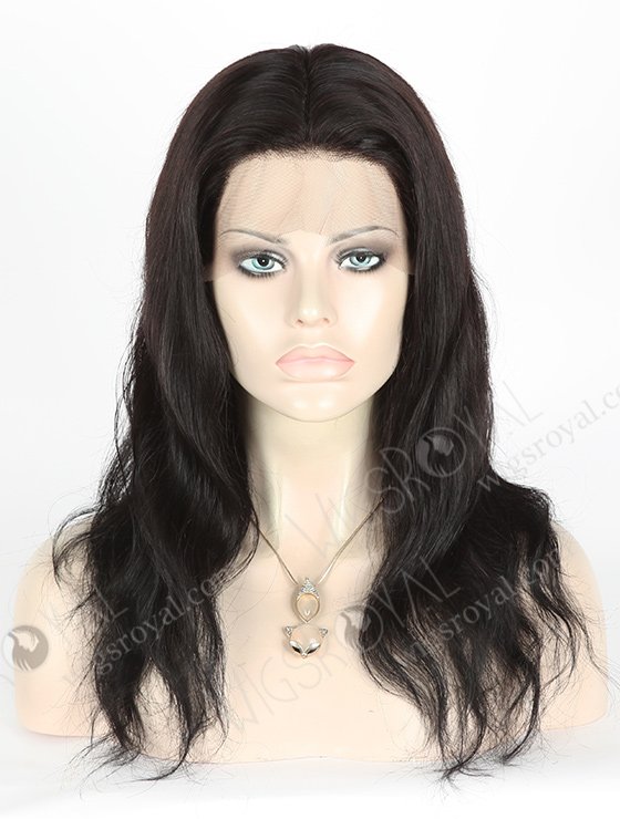 In Stock Indian Remy Hair 16" Natural Straight Color #1b Silk Top Full Lace Wig STW-022-3779