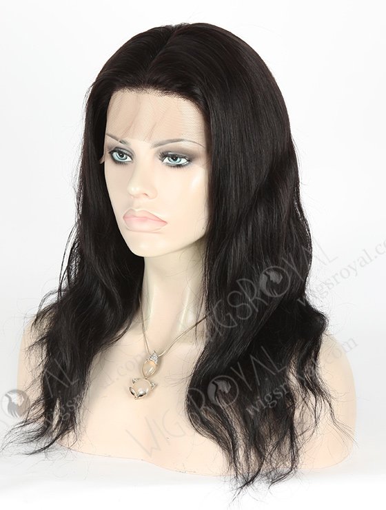 In Stock Indian Remy Hair 16" Natural Straight Color #1b Silk Top Full Lace Wig STW-022-3781