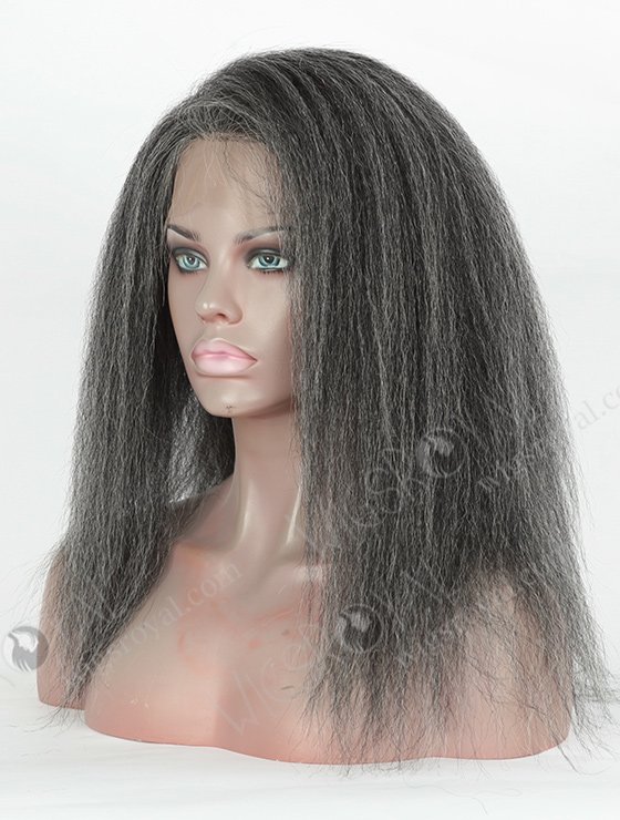 Kinky Straight 16'' 1#/Grey Color Brazilian Virgin Hair Wigs WR-LW-106-4155