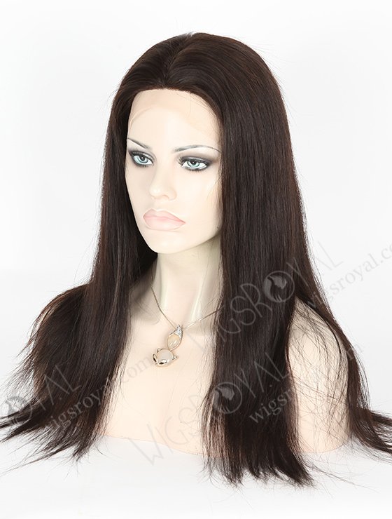In Stock Malaysian Virgin Hair 18" Straight Natural Color Silk Top Full Lace Wig STW-317-3956