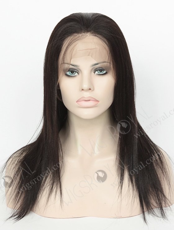 In Stock Indian Remy Hair 14" Yaki Straight #1B Color 360 Lace Wig 360LW-01005-4558