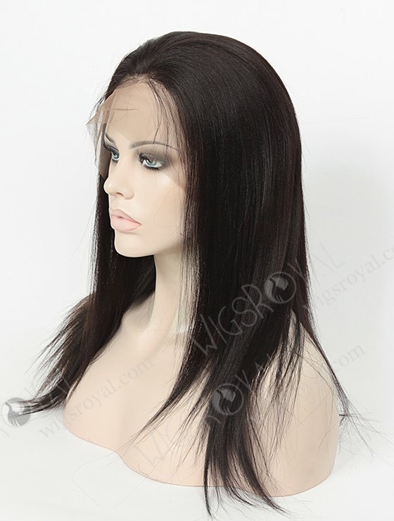 In Stock Indian Remy Hair 14" Yaki Straight #1B Color 360 Lace Wig 360LW-01005-4559