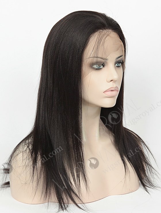 In Stock Indian Remy Hair 14" Yaki Straight #1B Color 360 Lace Wig 360LW-01005-4560