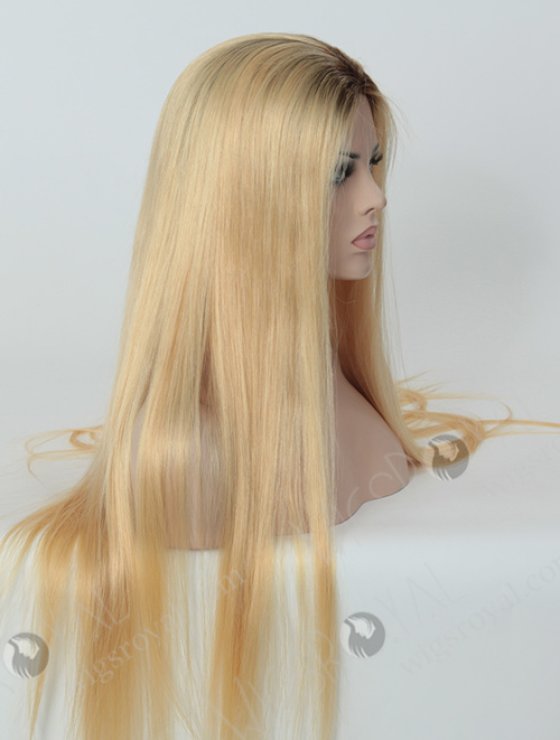 26 inch Human Hair Dark Roots Blonde Wig WR-GL-023-4413
