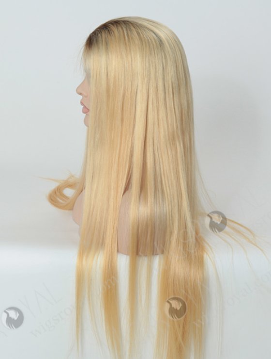 26 inch Human Hair Dark Roots Blonde Wig WR-GL-023-4416