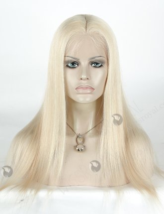In Stock European Virgin Hair 18 Inch Long Straight White Human Hair Silk Top Full Lace Wig Caucasian STW-843