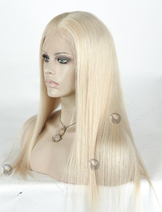 In Stock European Virgin Hair 18 Inch Long Straight White Human Hair Silk Top Full Lace Wig Caucasian STW-843