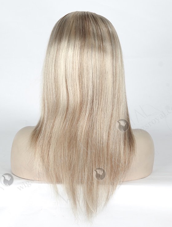 In Stock European Virgin Hair 14" Straight T9#/White With 9# Highlights Color Silk Top Full Lace Wig STW-826-5021