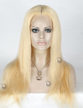 In Stock European Virgin Hair 18" Straight 613# Color Silk Top Full Lace Wig STW-823