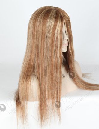 In Stock European Virgin Hair 20" Straight 9/10# Evenly Blended with 22# Highlights Glueless Silk Top Wig GL-08068
