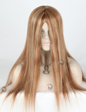 In Stock European Virgin Hair 20" Straight 9/10# Evenly Blended with 22# Highlights Glueless Silk Top Wig GL-08088