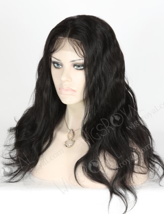 In Stock Indian Remy Hair 18" Natural Wave 1# Color Lace Front Wig SLF-01043