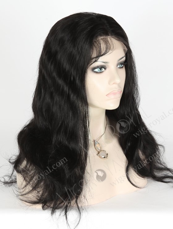 In Stock Indian Remy Hair 18" Natural Wave 1# Color Lace Front Wig SLF-01043-6803