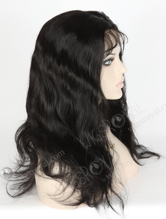 In Stock Indian Remy Hair 18" Natural Wave 1# Color Lace Front Wig SLF-01043-6808