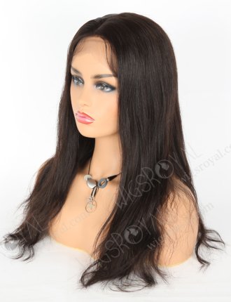 In Stock Chinese Virgin Hair 16" Natural Straight Natural Color Silk Top Full Lace Wig STW-706