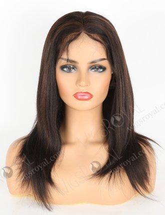 Yaki Full Lace Wigs Human Hair 14" With Baby Hair 1b/4# Highlights FLW-01160