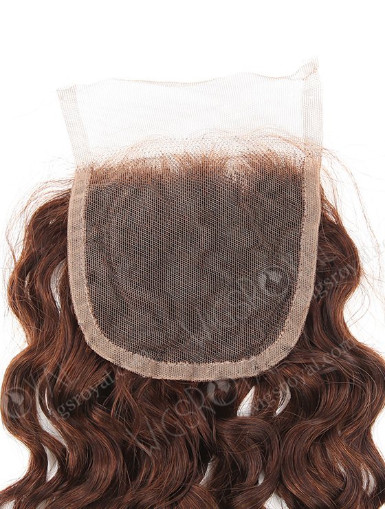 In Stock Indian Remy Hair 18" Natural Curly Color #4 Top Closure STC-366-7557