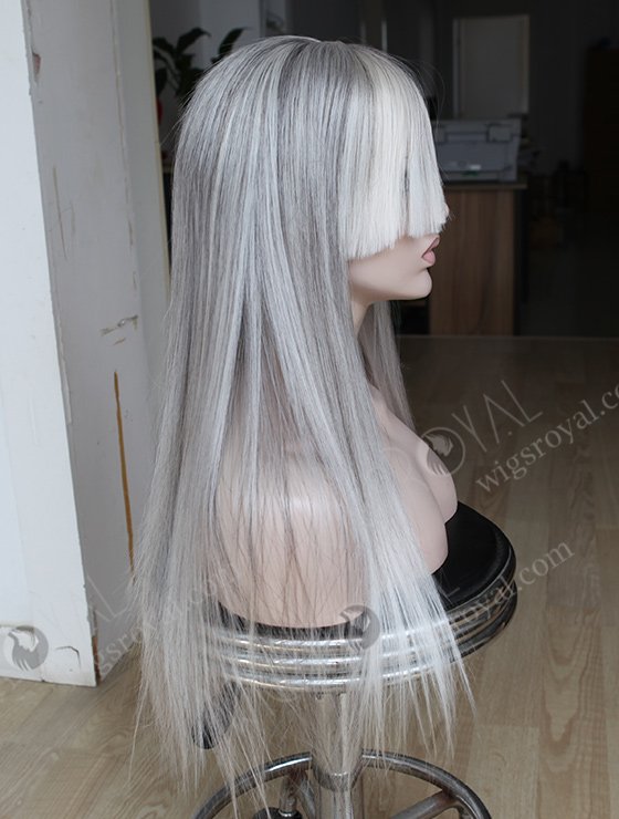 Grey Human Hair Wig WR-ST-041-7659