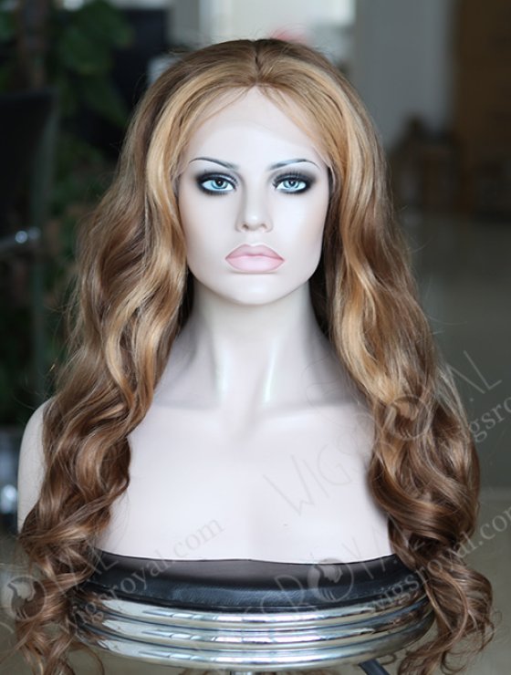 Brown Hair with Blonde Highlight Silk Top Wig WR-ST-042-7667