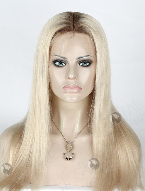 The Best Quality T9#/White Color 18'' European Virgin Straight Silk Top Full Lace Wig WR-ST-051-7782