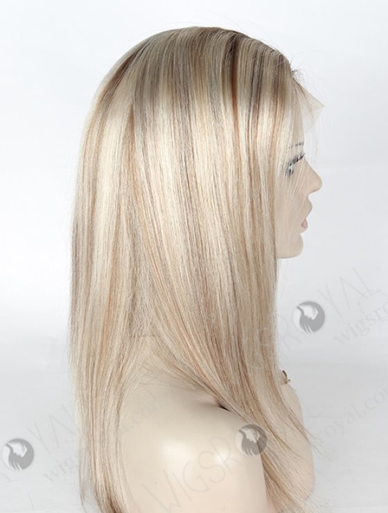 Beautiful Highlight White Color 14'' European Virgin Straight Silk Top Full Lace Wig WR-ST-050-7763