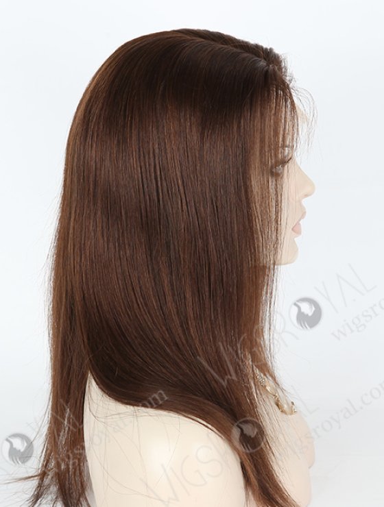 Straight Dark Brown Hair With light Brown Highlights Human Hair Wigs WR-GR-009-7976