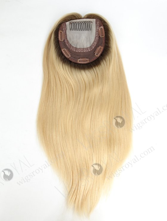 European Virgin Hair 16" One Length Straight T9/613# Color 5.5"×5.5" Silk Top Weft Kosher WR-TC-032-9336