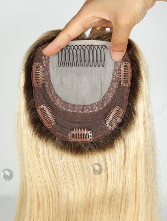 European Virgin Hair 16" One Length Straight T9/613# Color 5.5"×5.5" Silk Top Weft Kosher WR-TC-032-9338