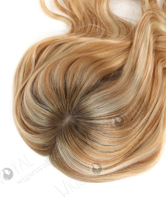 European Virgin Hair 16" One Length Bouncy Curl T9/613# with T9/18# Highlights 7"×7" Silk Top Weft Hair WR-TC-035-9361