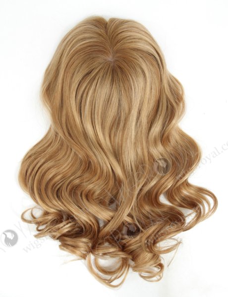 European Virgin Hair 16" One Length Bouncy Curl T8/16/24# with 8# Highlights 7"×7" Silk Top Weft Topper WR-TC-036