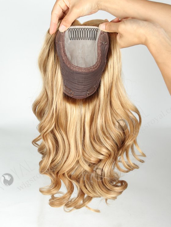 European Virgin Hair 16" One Length Bouncy Curl T8/16/24# with 8# Highlights 7"×7" Silk Top Weft WR-TC-036-9371