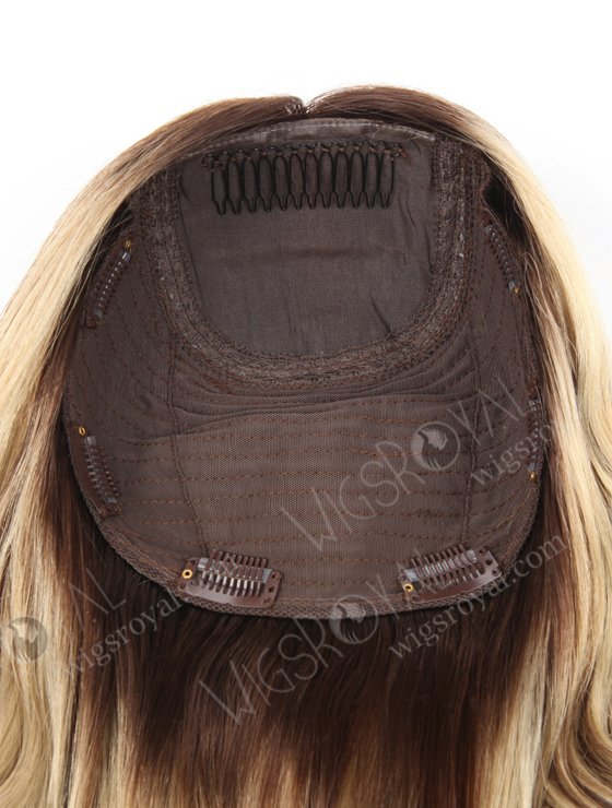 European Virgin Hair 18" One Length Bouncy Curl T4/22# with 4# Highlights 8"×8" Silk Top Weft Hair WR-TC-038-9400