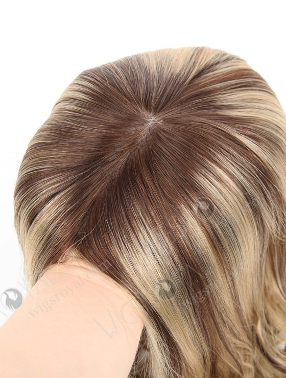 European Virgin Hair 16" One Length Bouncy Curl T4/22# with 4# Highlights 8"×8" Silk Top Weft Hair WR-TC-037-9376