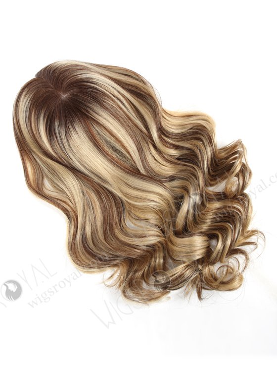 European Virgin Hair 16" One Length Bouncy Curl T4/22# with 4# Highlights 8"×8" Silk Top Weft Hair WR-TC-037-9378