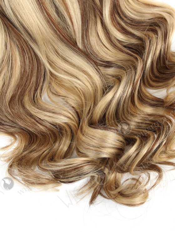 European Virgin Hair 16" One Length Bouncy Curl T4/22# with 4# Highlights 8"×8" Silk Top Weft Hair WR-TC-037-9379