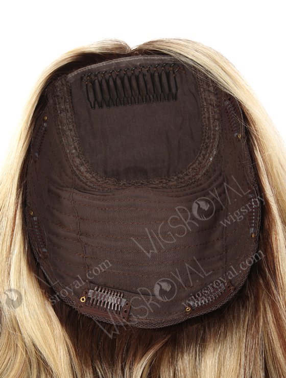 European Virgin Hair 16" One Length Bouncy Curl T4/22# with 4# Highlights 8"×8" Silk Top Weft Hair WR-TC-037-9383