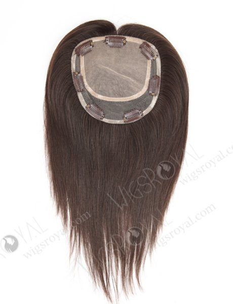 5.5"*6" European Virgin Hair 12" Natural Straight Natural Color Silk Top Hair WR-TC-041
