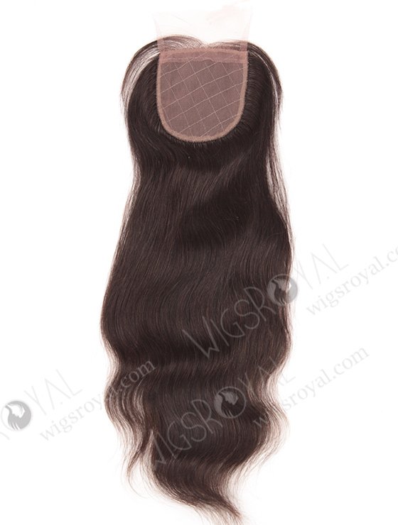 In Stock Indian Remy Hair 16" Natural Straight Natural Color Silk Top Closure STC-251